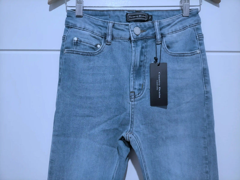 Torquay Super Stretch Crop Skinny Jeans - Mid Wash Blue