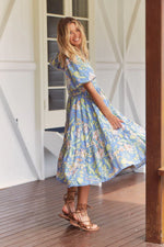 Rosella Midi Dress Blue Dusk print