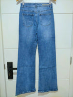Woodstock Seam Flare Wide Jeans - Mid Blue