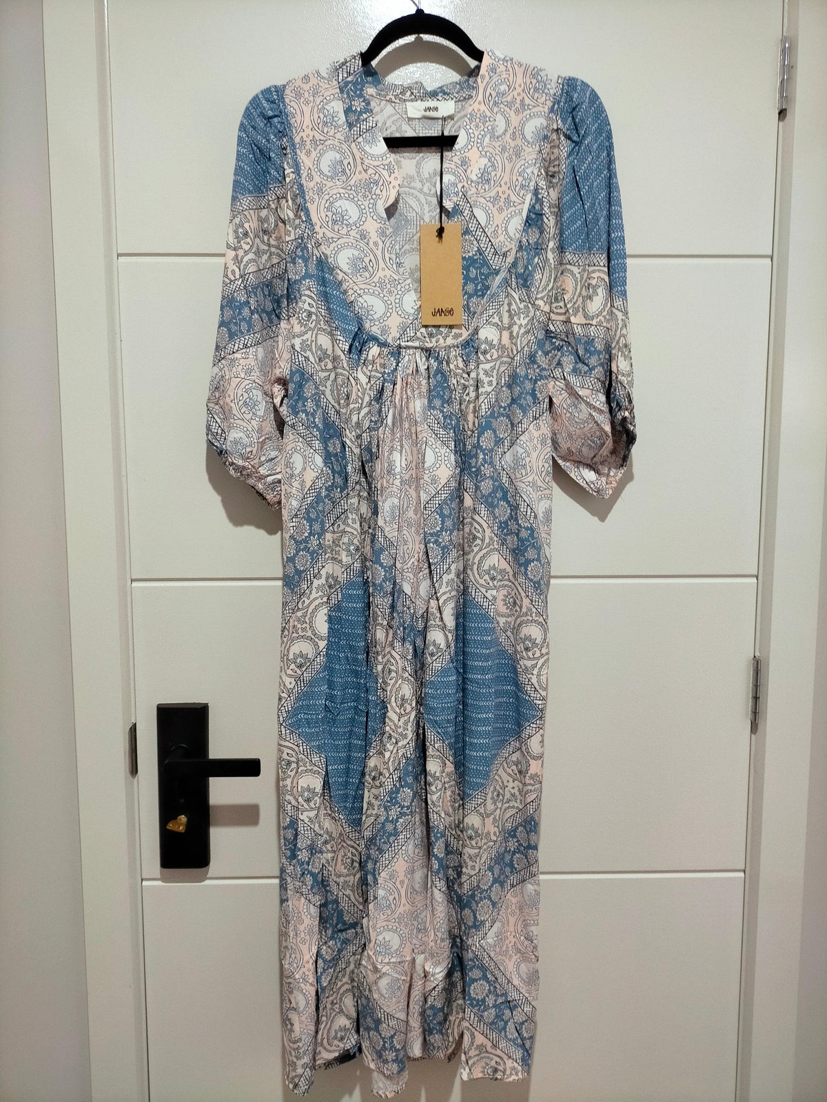 Boheme Midi Dress Denim Skies Print by Jaase Kenzie Tenzie