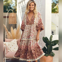 Palace Midi Dress Flower Fields Print by Jaase Kenzie Tenzie
