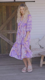 Boheme Midi Dress Purple Rain Print