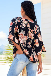 Gabriella Top Winter Rose Black Print by Jaase Kenzie Tenzie