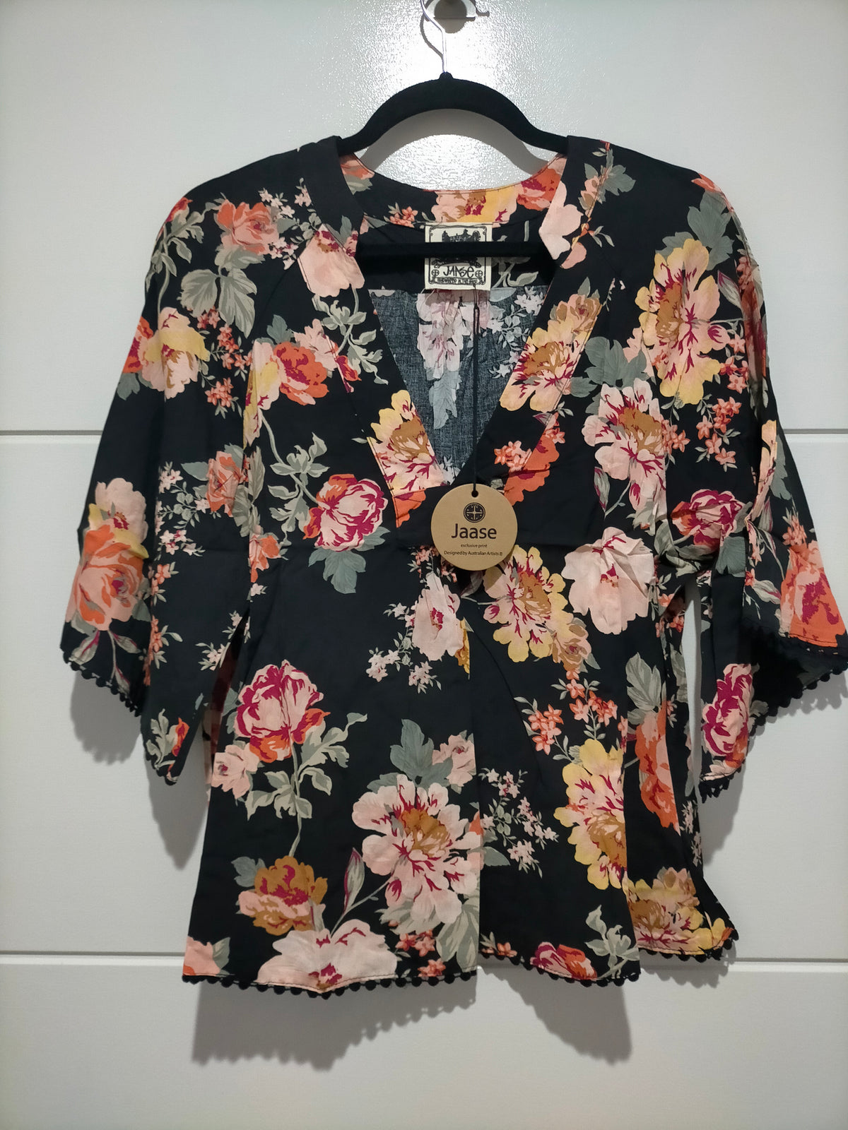 Gabriella Top Winter Rose Black Print by Jaase Kenzie Tenzie
