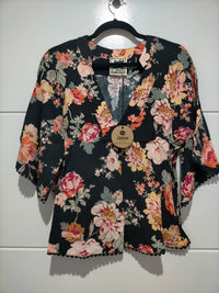 Gabriella Top Winter Rose Black Print by Jaase Kenzie Tenzie