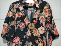 Gabriella Top Winter Rose Black Print by Jaase Kenzie Tenzie