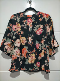 Gabriella Top Winter Rose Black Print by Jaase Kenzie Tenzie