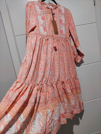 Ezra Midi Dress Swan Lake Peony Pink Print by Jaase Kenzie Tenzie