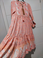 Ezra Midi Dress Swan Lake Peony Pink Print by Jaase Kenzie Tenzie