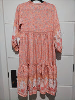 Ezra Midi Dress Swan Lake Peony Pink Print by Jaase Kenzie Tenzie