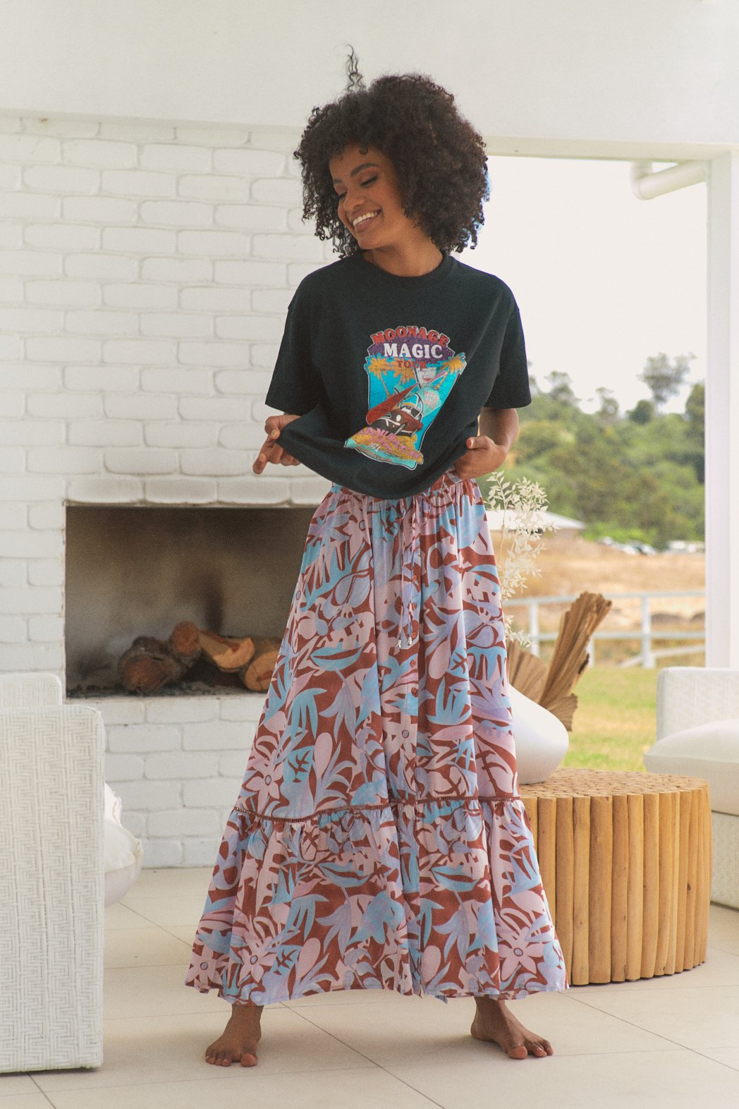 Daphne Maxi Skirt in Neapolitan print by Jaase Kenzie Tenzie