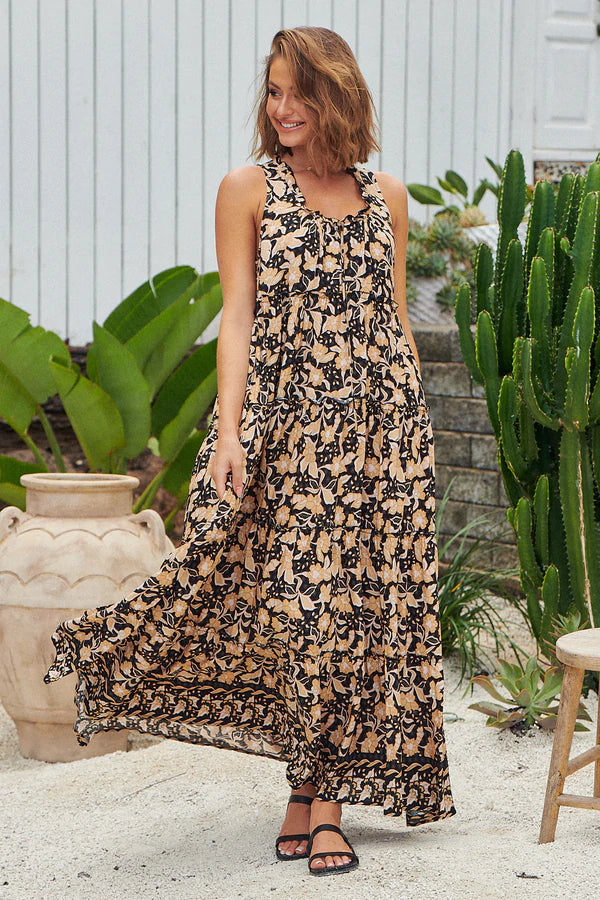 Erryn Maxi Dress Gold Valley Print by Jaase Kenzie Tenzie