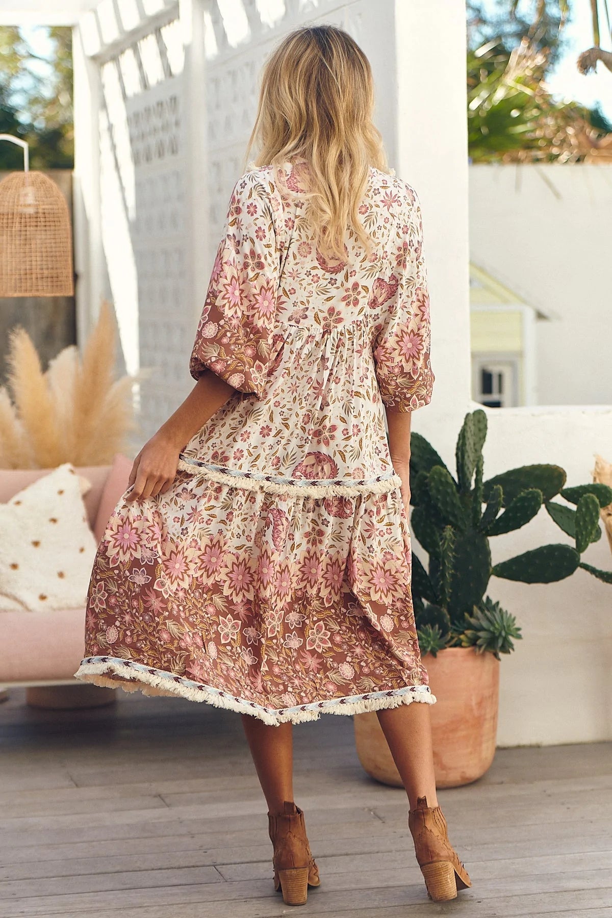 Palace Midi Dress Flower Fields Print by Jaase Kenzie Tenzie