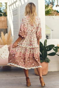 Palace Midi Dress Flower Fields Print by Jaase Kenzie Tenzie