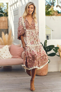 Palace Midi Dress Flower Fields Print by Jaase Kenzie Tenzie
