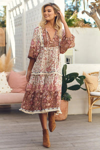 Palace Midi Dress Flower Fields Print by Jaase Kenzie Tenzie