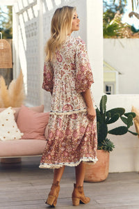 Palace Midi Dress Flower Fields Print by Jaase Kenzie Tenzie