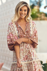 Palace Midi Dress Flower Fields Print by Jaase Kenzie Tenzie