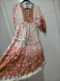 Palace Midi Dress Flower Fields Print by Jaase Kenzie Tenzie
