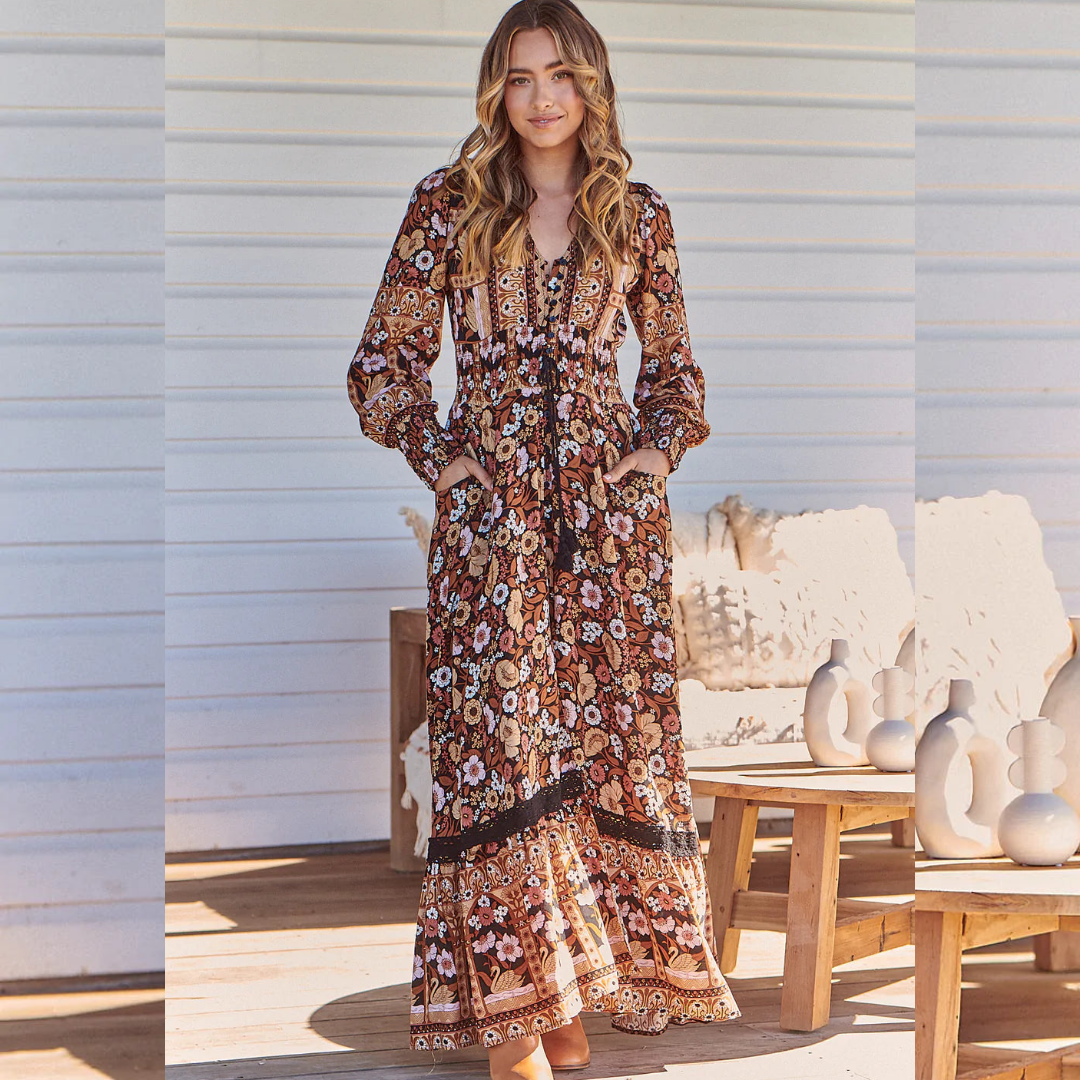 Sabrina Maxi Dress in Hennie Print by Jaase Kenzie Tenzie