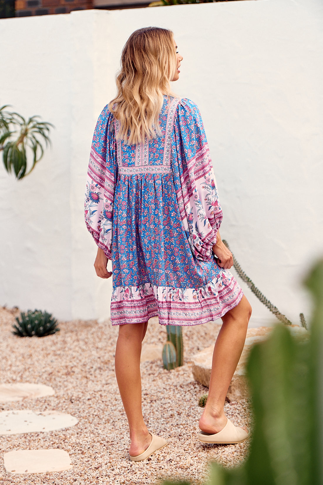 Zarina Mini Dress Blu Print by Jaase Kenzie Tenzie