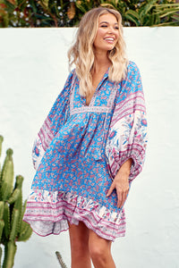 Zarina Mini Dress Blu Print by Jaase Kenzie Tenzie