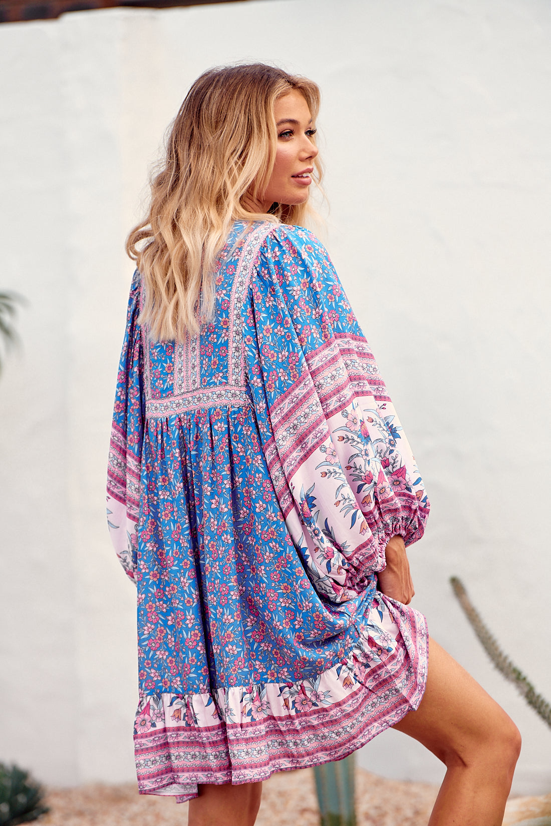 Zarina Mini Dress Blu Print by Jaase Kenzie Tenzie