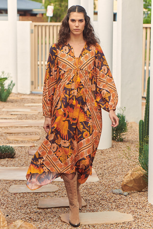 Penny Midi Dress Lantana Print by Jaase Kenzie Tenzie