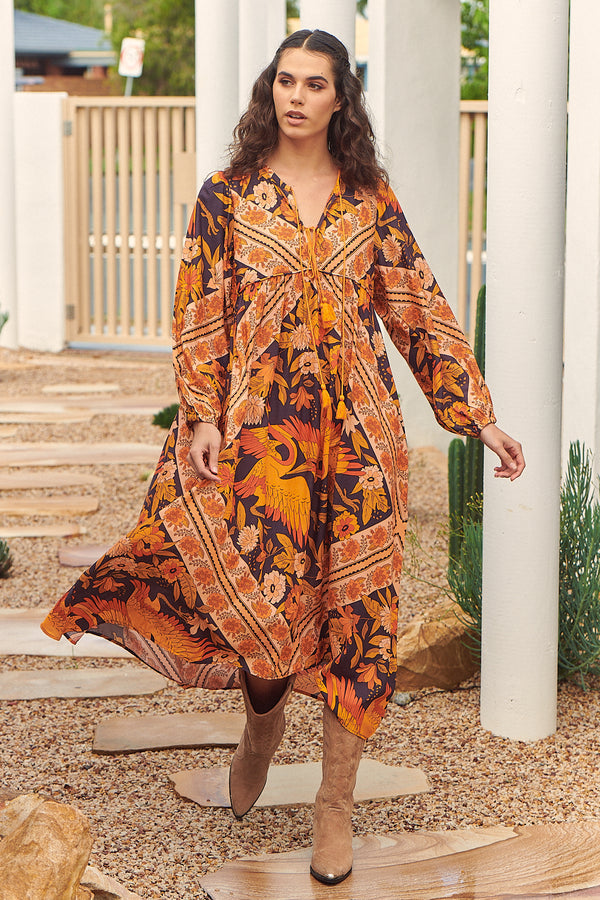 Penny Midi Dress Lantana Print by Jaase Kenzie Tenzie
