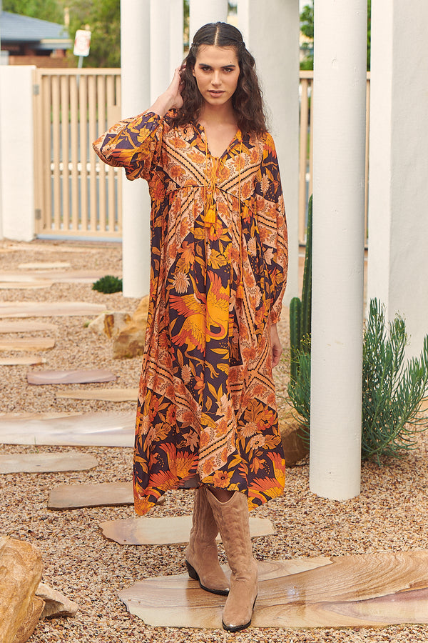 Penny Midi Dress Lantana Print by Jaase Kenzie Tenzie