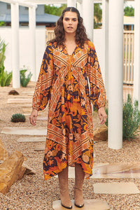 Penny Midi Dress Lantana Print by Jaase Kenzie Tenzie