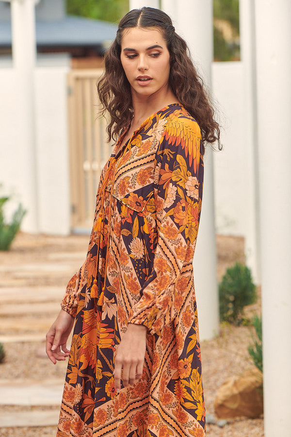 Penny Midi Dress Lantana Print by Jaase Kenzie Tenzie
