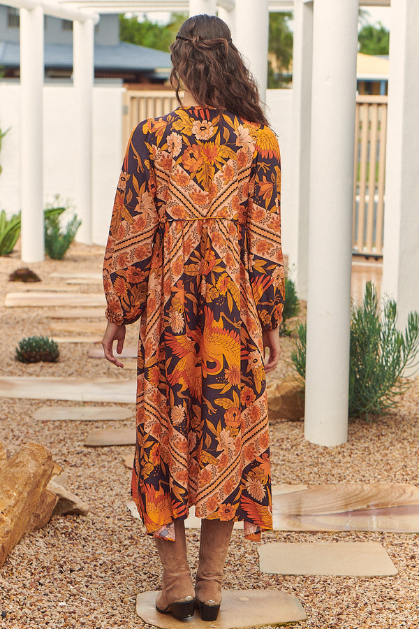 Penny Midi Dress Lantana Print by Jaase Kenzie Tenzie