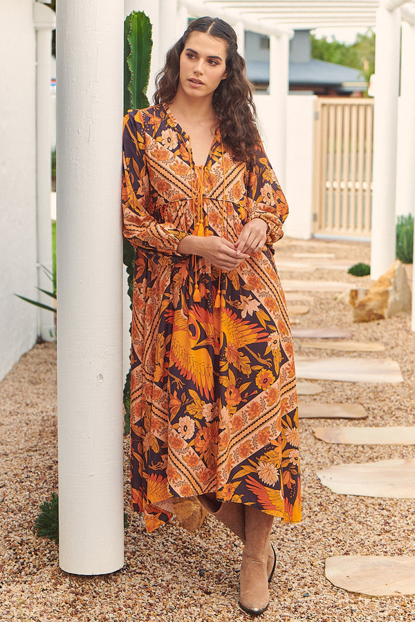 Penny Midi Dress Lantana Print by Jaase Kenzie Tenzie