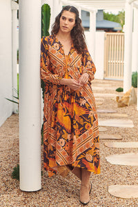 Penny Midi Dress Lantana Print by Jaase Kenzie Tenzie