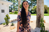 Eve Midi Dress Winter Rose Navy Print by Jaase Kenzie Tenzie