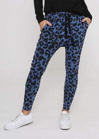 Jordan Drop Crutch Slouch Jogger Pants - Blue Leopard Kenzie Tenzie