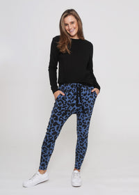 Jordan Drop Crutch Slouch Jogger Pants - Blue Leopard Kenzie Tenzie