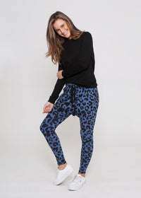 Jordan Drop Crutch Slouch Jogger Pants - Blue Leopard Kenzie Tenzie