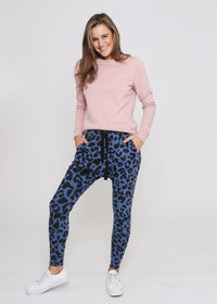 Jordan Drop Crutch Slouch Jogger Pants - Blue Leopard Kenzie Tenzie