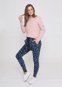 Jordan Drop Crutch Slouch Jogger Pants - Blue Leopard Kenzie Tenzie