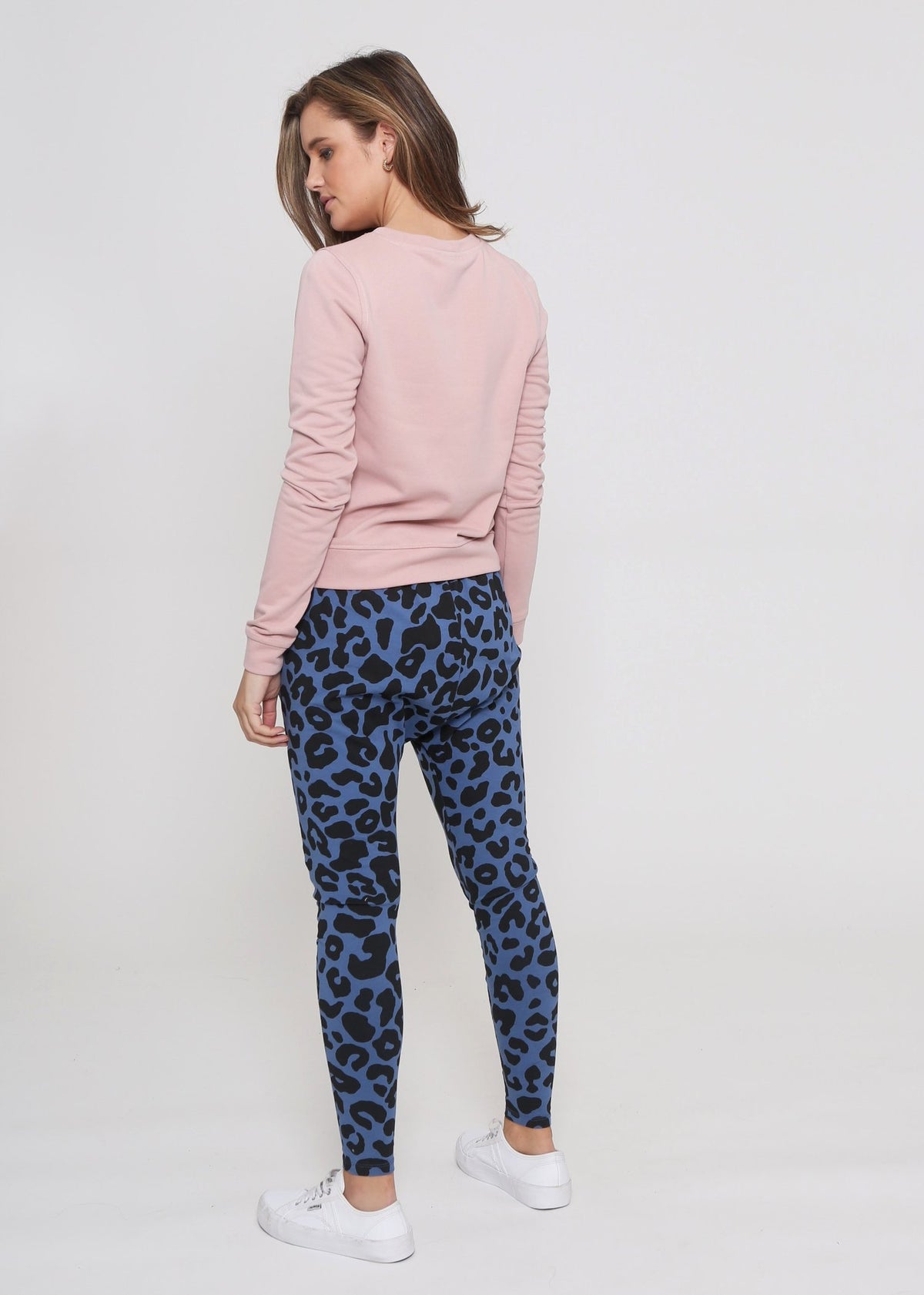 Jordan Drop Crutch Slouch Jogger Pants - Blue Leopard Kenzie Tenzie