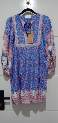 Zarina Mini Dress Blu Print by Jaase Kenzie Tenzie