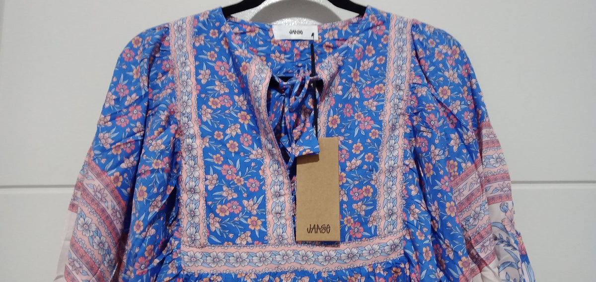 Zarina Mini Dress Blu Print by Jaase Kenzie Tenzie