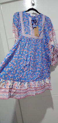 Zarina Mini Dress Blu Print by Jaase Kenzie Tenzie