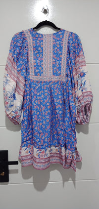 Zarina Mini Dress Blu Print by Jaase Kenzie Tenzie
