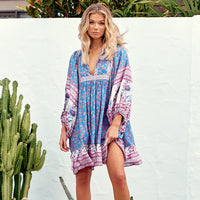 Zarina Mini Dress Blu Print by Jaase Kenzie Tenzie