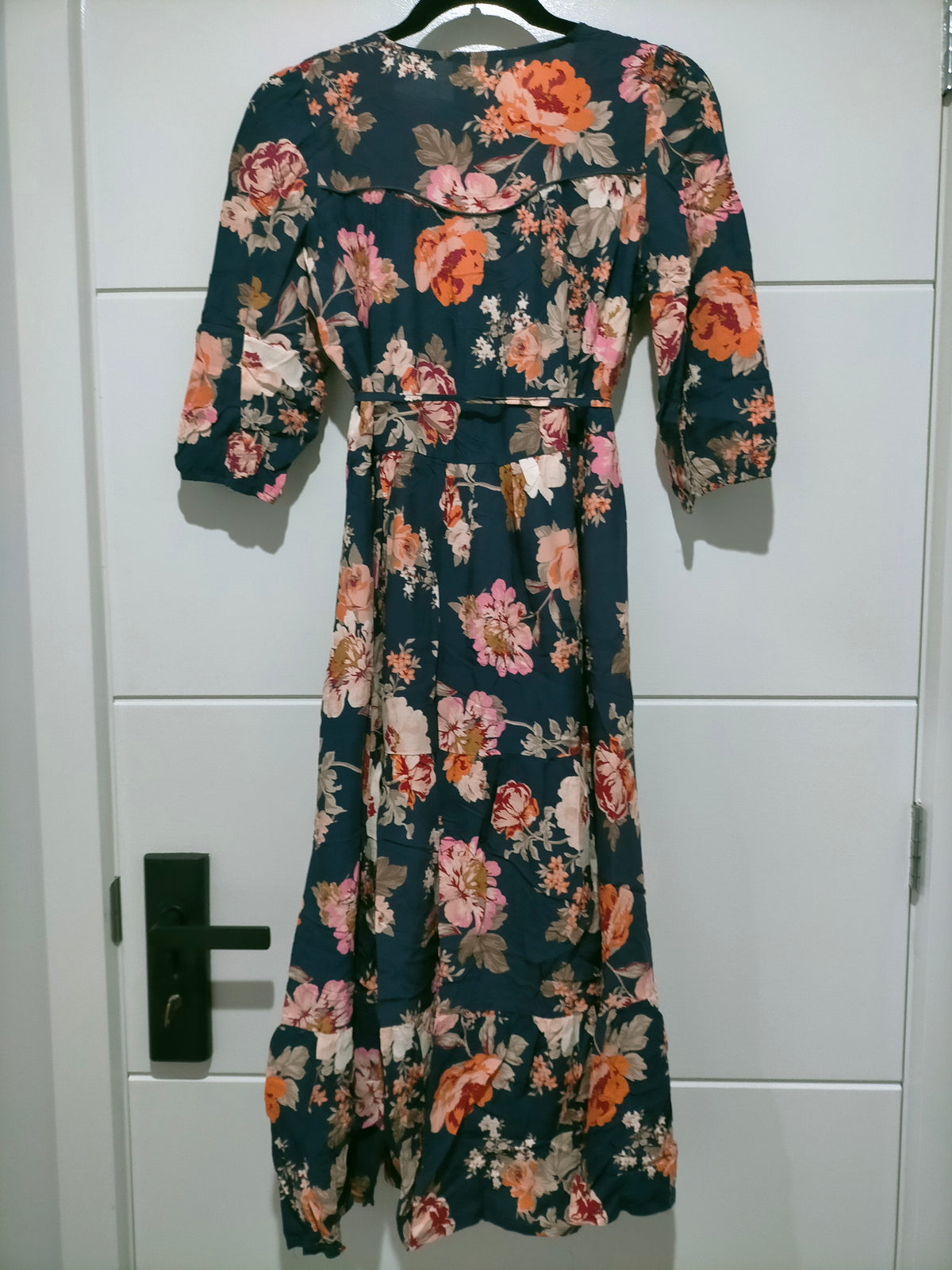 Eve Midi Dress Winter Rose Navy Print by Jaase Kenzie Tenzie