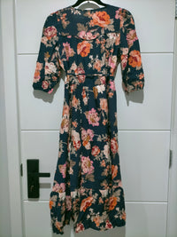 Eve Midi Dress Winter Rose Navy Print by Jaase Kenzie Tenzie