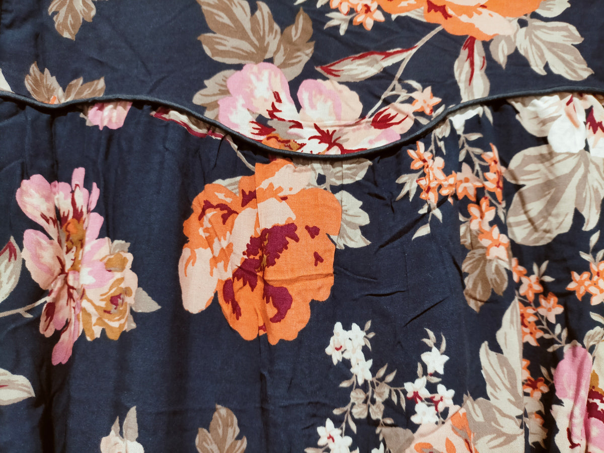Eve Midi Dress Winter Rose Navy Print by Jaase Kenzie Tenzie